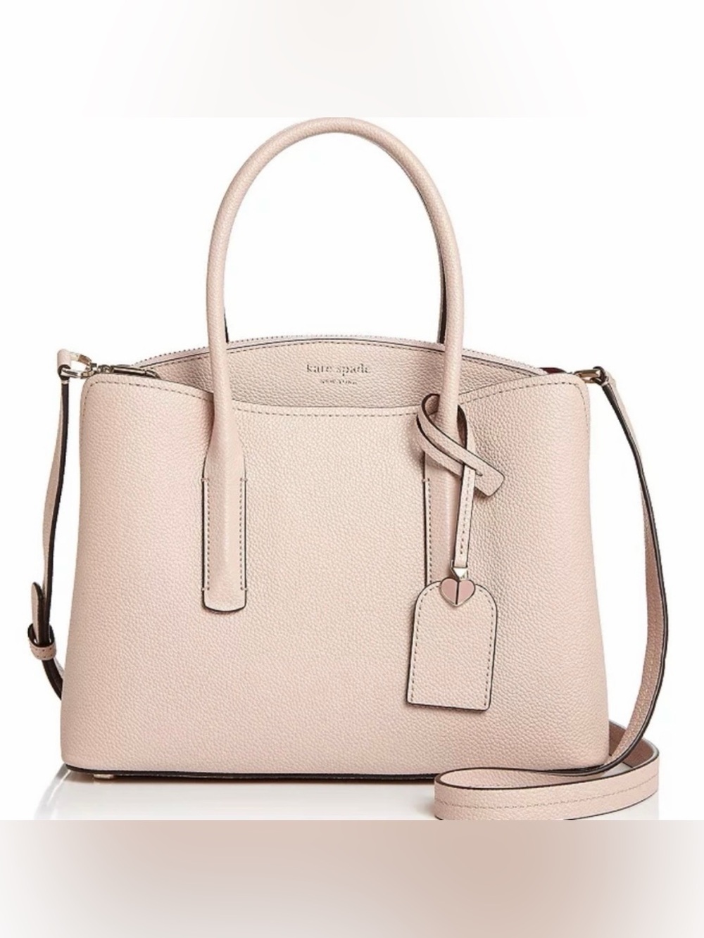Kate Spade New York "Margaux" Medium Italian Leather Satchel in Pale Velum